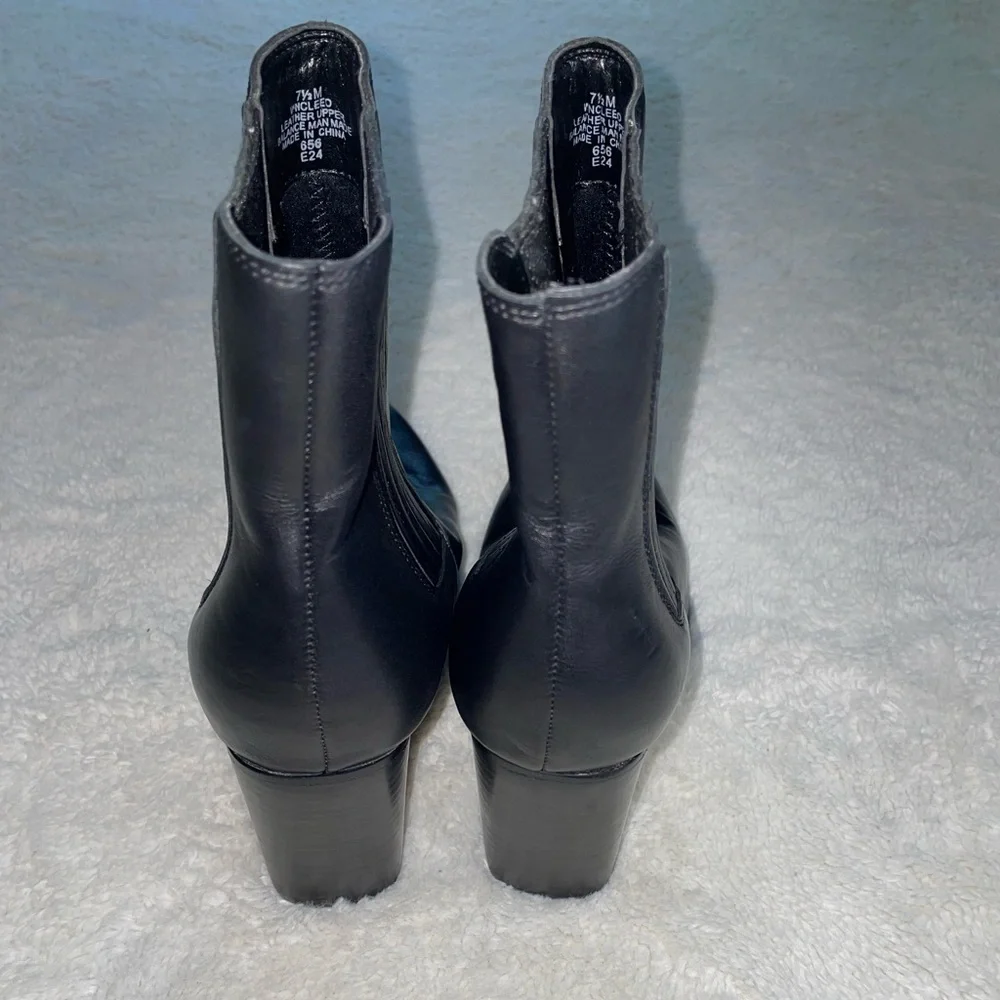 Nine West Black Leather Ankle Boots New Without Box - Picture 5 of 7